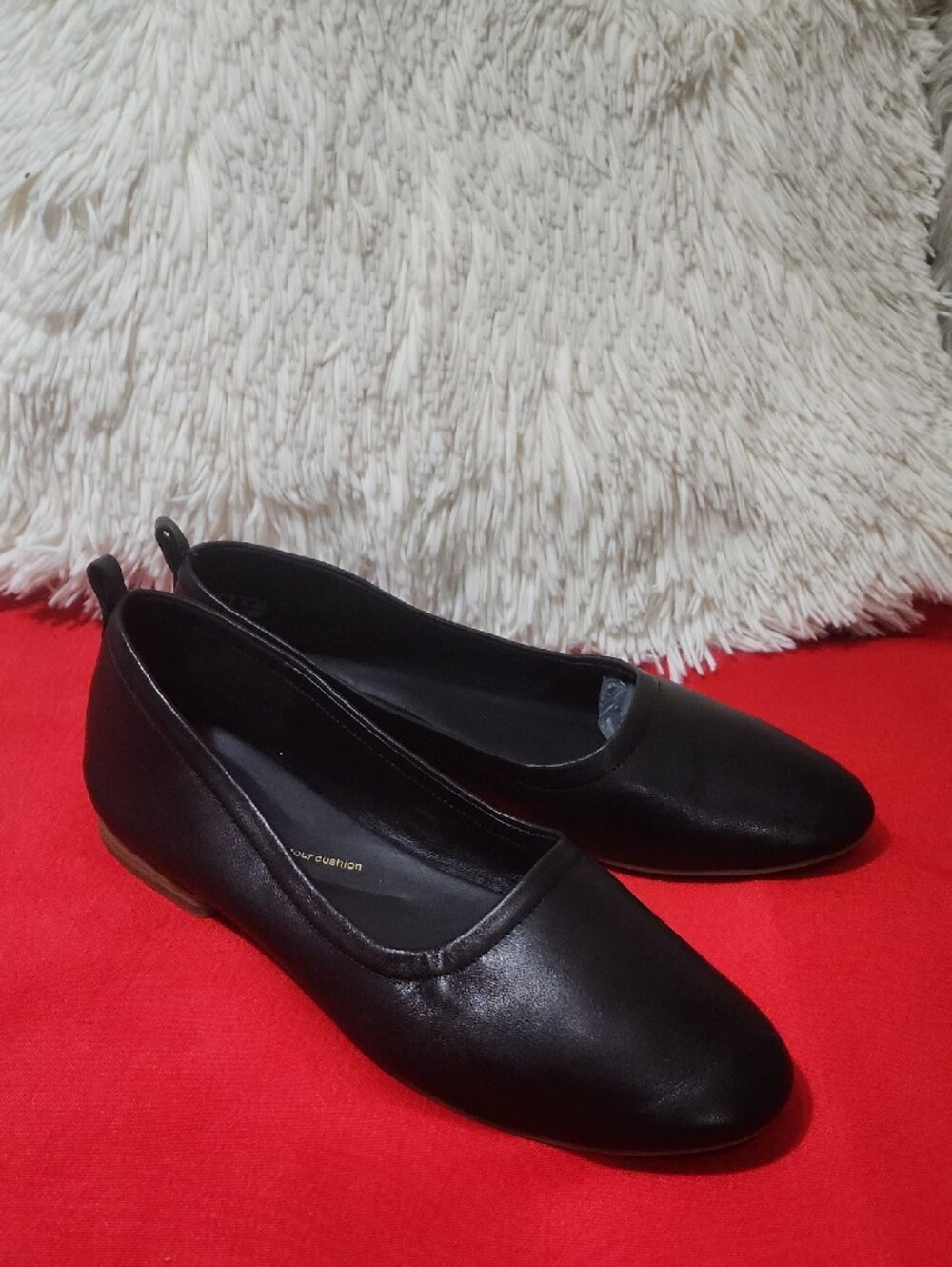 Clarks Fawna Soft Black Leather Slip-On Ballet Flats - Picture 3 of 12